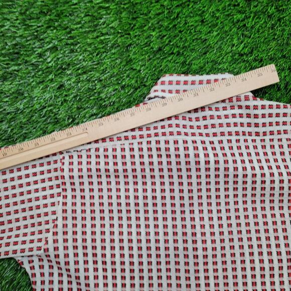 Vintage 70s Campus Dagger Collar Disco Shirt Medium 16 Geometric Print Op Art - Picture 7 of 10